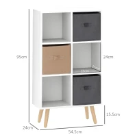 HOMCOM Freestanding 6 Cube Unit Cabinet Unit w/ 3 Fabric Drawers Handles Home Office Storage Shelves White(m-3)