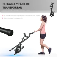 HOMCOM Bicicleta Estática Plegable con 8 Niveles de Resistencia Magnética Pantalla LCD y Asiento Regulable 43x85x109cm Negro(m-7)