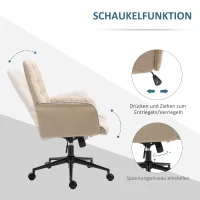 Vinsetto Bürostuhl mit Wippfunktion Drehstuhl Home-Office-Stuhl höhenverstellbarer Schreibtischstuhl Computerstuhl Arbeitsstuhl mit Armen 360°-Drehräder Schaumstoff Beige 66 x 69 x 89,5-97 cm(m-5)