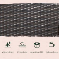 Outsunny Gartenbank Polyrattan 2-Sitzer UV-beständig Sitzbank mit Tisch Kissen Rückenlehne Gartenmöbel Parkbank bis 240kg belastbar Balkonbank für Garten Terrasse Balkon 133x63x84cm, Braun(m-4)