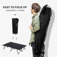 Outsunny Double Camping Cot Bed, with Bag - Black(m-5)