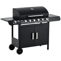 Outsunny Seven Burner Gas Grill, with Integrated Thermometer and Storage(m-1)