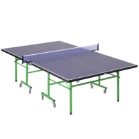 HOMCOM Tavolo da Ping Pong Pieghevole Interno con 8 Ruote 152.5 × 274 × 76cm(m-10)