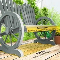 Outsunny Fir Wood Love Seats with Wheel-Shaped Armrests, Large Load-Bearing Chair, Grey(m-8)