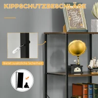 HOMCOM Aufbewahrungsregal mit Schubladen, offener Stauraum, Stahlrahmen, verstellbare Füße, 44x40x155 cm(m-7)