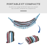 Outsunny Hamac de Voyage Portable Style Hippie Chic Toile de hamac dim. 2,85L x 1,5l m Coton Polyester Multicolore(m-6)