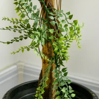 HOMCOM Plante artificielle arbre artificiel 3 boules de buis avec pot ciment, intérieur et extérieur, hauteur 115 cm(m-9)