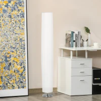 HOMCOM 160 CM Tall Cylindrical Modern Free Standing Floor Lamp for Bedroom, Study or Living Space with Polyester Fabric  Shade White(m-7)