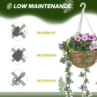 HOMCOM Set of 2 Artificial Silk Azalea Flowers, Hanging Planters with Basket, Faux Plants for Home Indoor Outdoor Decor, Pink and White(m-6)