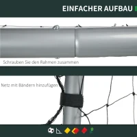 SPORTNOW Fußballtor wetterfest, robustes Netz, stabiler Metallrahmen, einfacher Aufbau, 300 x 200 x 120 cm(m-4)