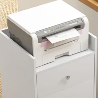 HOMCOM Cajonera de Oficina con 4 Ruedas 3 Cajones y 1 Bandeja Extraíble Carga 30 kg 43x40x66,5 cm Blanco y Natural(m-9)