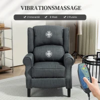 HOMCOM Massagesessel mit Heizfunktion, 2 Massagebereiche, Liegefunktion, bis 150 kg, Dunkelgrau(m-4)