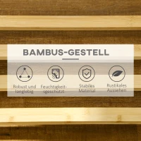 HOMCOM Garderobe aus Bambus, Kleiderhaken, Kleiderstange, Hosenständer, 1 Ablage, 4 Rollen, Natur(m-5)