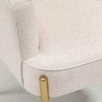 HOMCOM Accent Chair, Living Room Armchair, Vanity Chair with Gold Plating Metal Legs and Soft Padded Seat for Bedroom and Café, Set of 2, White(m-8)