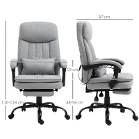 Vinsetto Office Chair, Ergonomic Desk Chair with 6-Point Vibration Massage and Lumbar Heating, Computer Chair with Lumbar Support Pillow, 155° Reclining Back and Footrest, Grey(m-3)