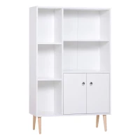 HOMCOM Mobiletto Libreria con Piedini in Legno di Pino Bianco 80x23.5x123cm(m-10)