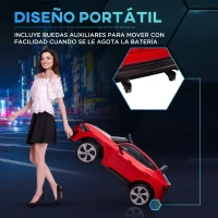 HOMCOM Coche de Batería para Niños 12V Audi E-tron con Mando a Distancia Faros Bocina Música Velocidad 3-5 km/h Rojo(m-8)