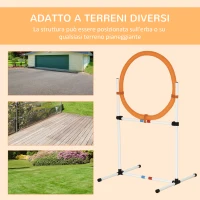 PawHut Set Agility Dog Portatile con Anello e Sbarra, Multiuso e Salvaspazio, con Borsa da Trasporto Inclusa, 74.5x66x91cm, Bianco e Arancione(m-6)