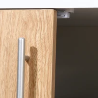 HOMCOM Aparador de Cocina con 4 Puertas Estantes Ajustables y Patas Metálicas Mueble Auxiliar Moderno para Salón Comedor 147,2x40,5x76,2 cm Natural y Blanco(m-8)