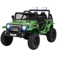 AIYAPLAY 12V Battery Powered Kids Ride-On Car, Electric Truck w/ Spring Suspension, Remote, Music, Horn, Lights, Green(m-11)