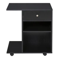 Vinsetto Mobile Porta Stampante in Legno Nero con 1 Cassetto, 2 Ripiani e Mensola CPU, per Ufficio 60x40x68.5cm(m-4)