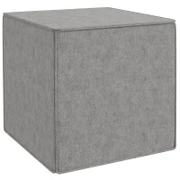 HOMCOM Poggiapiedi Quadrato 2 in 1 con Rivestimento Rimovibile in Tessuto Effetto Lino, 41x41x41 cm, Grigio Chiaro(m-1)