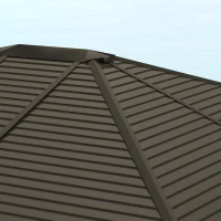 Outsunny Cenador para Jardín 3x3,65 m Pérgola de Jardín con Doble Techo 4 Paredes Laterales 4 Mosquiteras y Anti-UV Café(m-9)