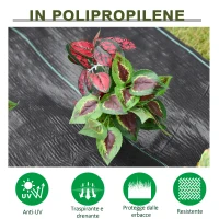 Outsunny Telo Pacciamatura 50x2m 100g/m² Telo Anti Erbacce Telo Nero per Orto, Serra, Giardino Drenante e Traspirante con Quadrettatura(m-4)