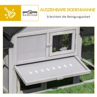 Pawhut Kleintierstall mit 2 Freiluftgehegen Asphaltdach Tannenholz Grau + Schwarz(m-6)