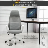 Vinsetto Bürostuhl höhenverstellbarer Drehstuhl Massagesessel ergonomischer Chefsessel mit Massagefunktion Gamingstuhl Nylon Grau 62 x 60 x 114-122 cm(m-6)