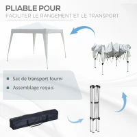 Outsunny Tonnelle de Jardin 3x3m Pop up Tente Pliable Acier Polyester imperméabilisé Anti UV avec Sac de Transport Blanc(m-5)