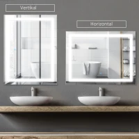 HOMCOM Badspiegel mit Beleuchtung 80x60 cm LED Spiegel Wandspiegel Wasserdicht Lichtspiegel für Badezimmer Silber(m-5)