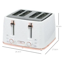 HOMCOM Four-Slice Honeycomb Toaster - White(m-3)