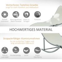 Outsunny 2er Set Sonnenliege Gartenliegen Stoffliege Relaxliege ergonomisch Aluminium Texteline Beige 165 x 61 x 63 cm(m-6)