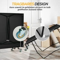 SPORTNOW Tischtennisplatte, klappbar, 8 Räder, pulverbeschichteter Stahlrahmen, MDF, 274 x 152,5 x 76 cm, Schwarz(m-5)