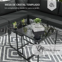 Outsunny Conjunto de Muebles de Jardín 7 Piezas Incluye Sofá de 5 Módulos con Cojines y 2 Mesas de Centro para Terraza Patio Gris(m-6)