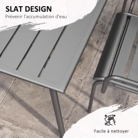 Outsunny Salon de jardin ensemble salle à manger de jardin 5 pièces avec 1 table et 4 chaises empilables en acier gris(m-6)