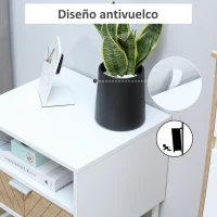 HOMCOM Mesilla de Noche con Cajón y Compartimiento Mesa de Noche para Dormitorio Salón 45x39x48 cm Blanco y Roble(m-6)