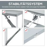 Outsunny Alu Campingtisch Picknick Bank Sitzgruppe Gartentisch mit 4 Sitzen klappbar Grau 135,5 x 84,5x 66 cm(m-6)