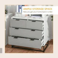 HOMCOM Chest of Drawers with Metal Handles Freestanding Dresser for Bedroom, Living Room(m-6)