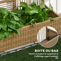 Outsunny Support pour plantes avec treillis bac rectangulaire inférieur en résine tressée et acier dim. 103L x 29l x 103H cm(m-5)