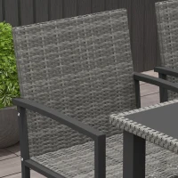 Outsunny Outdoor Dining Set 5 Pieces Patio Conservatory with Tempered Glass Tabletop,4 Dining Chairs - Grey(m-9)