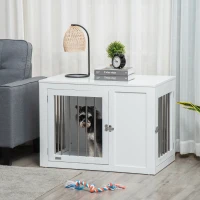 PawHut 2-in-1 Dog Cage and Side Table, with Two Lockable Doors, for Medium Dogs - White(m-2)