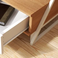 HOMCOM Juego de 2 Mesitas Auxiliares en Forma de Z con Cajón y Compartimento Mesita Auxiliar para Salón 40x35x50 cm Natural(m-8)