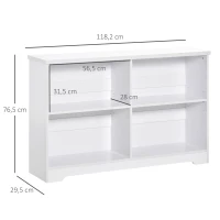 HOMCOM Estantería de Madera Librería Biblioteca de 4 Compartimentos con Baldas Ajustables para Libros Archivos 118,2x29,5x76,5 cm Blanco(m-3)