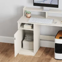 HOMCOM Escritorio con Estantería Moderno Escritorio con Compartimentos Abiertos Soporte para Monitor 108x50x94 cm Crema(m-8)