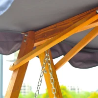 Outsunny Dondolo da Giardino 3 Posti in Legno con Baldacchino 210x 130x 185cm(m-7)