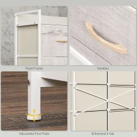 HOMCOM Rustic Chest of Six Fabric Drawers - Natural(m-7)