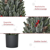 HOMCOM Mini Weihnachtsbaum mit Tannenzapfen, roten Beeren und Übertop 50 cm hoch, Mehrfarbig(m-5)