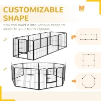 PawHut Steel 8 Panel Dog pen Pet Puppy PlayPen Grey(m-4)